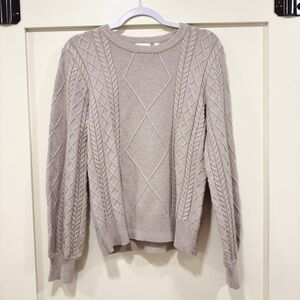 Cyrus mocha gray cable knit sweater